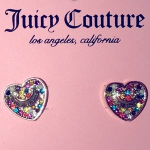 Juicy Couture earrings rainbow crystal hearts